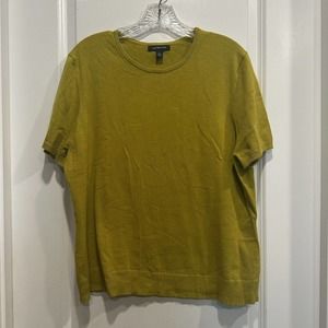 Lands End Womens Large Cotton Green Short Sleeve Tee Baumwolle Soft Modest Knit